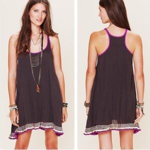 Free People ombré gauze tank mini dress w/ metallic accents. Women’s XS